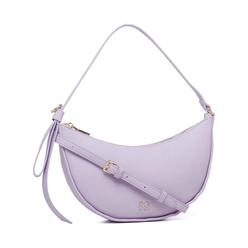 Borsa a spalla lilla con logo in metallo Romeo Gigli Charlotte
