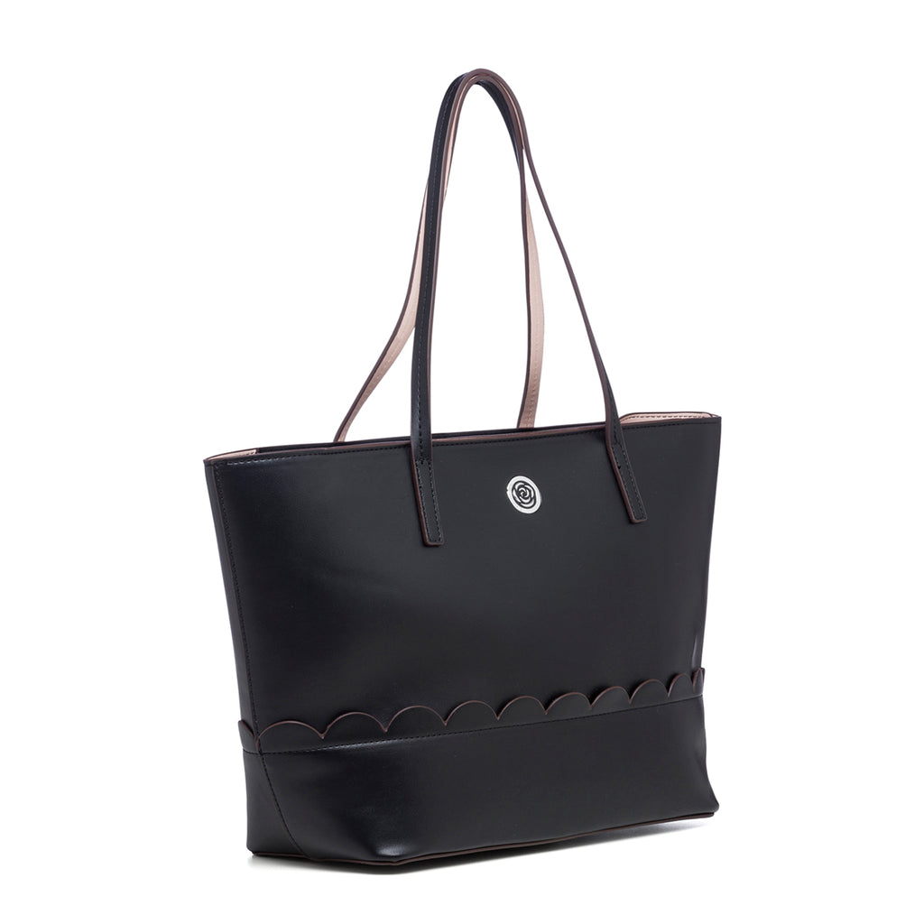 Borsa a spalla nera con logo in metallo Carrera Jeans Sally