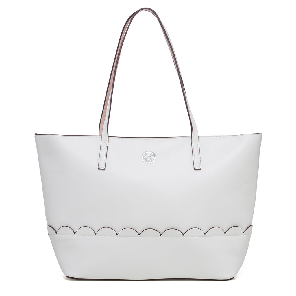 Borsa a spalla bianca con logo in metallo Carrera Jeans Sally