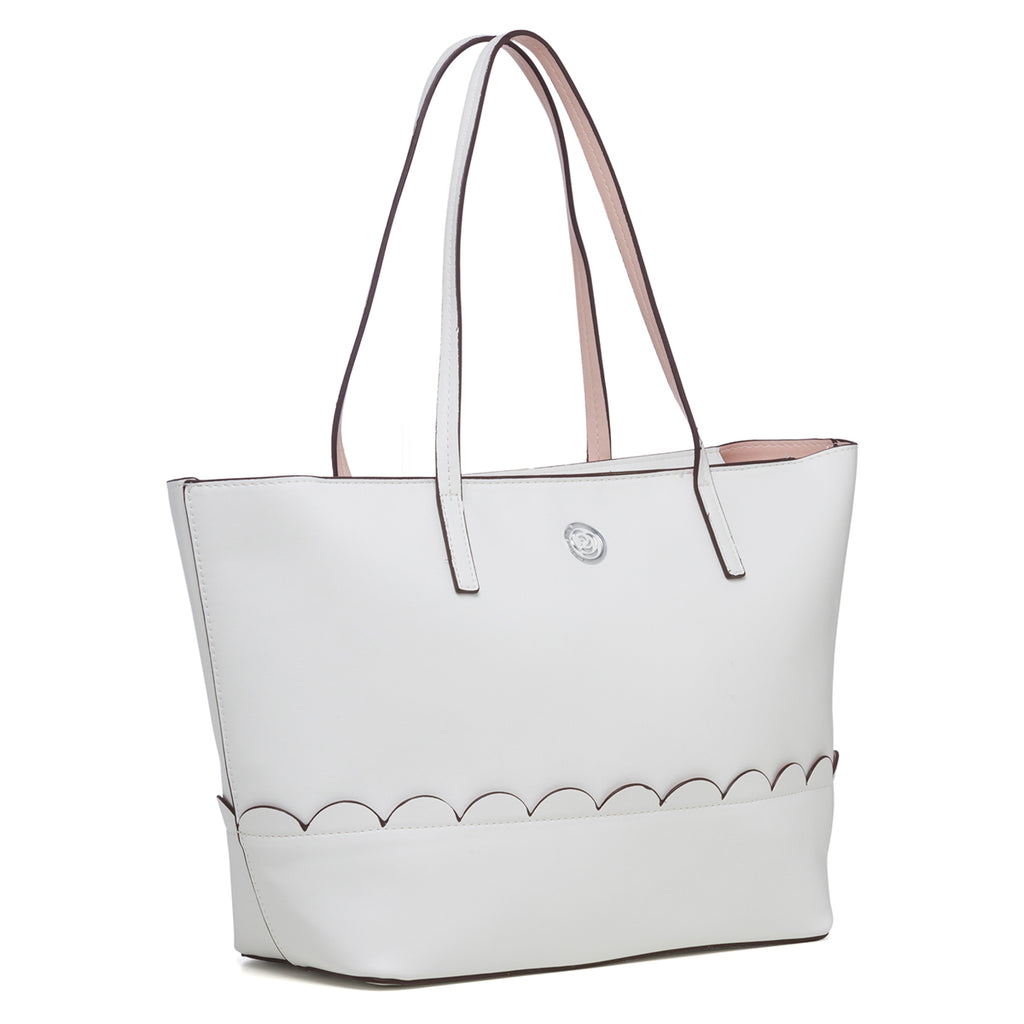 Borsa a spalla bianca con logo in metallo Carrera Jeans Sally