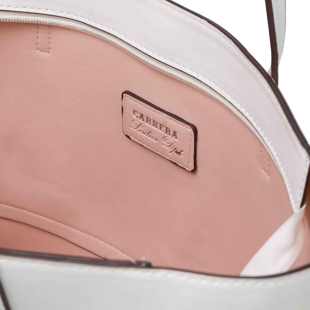 Borsa a spalla bianca con logo in metallo Carrera Jeans Sally