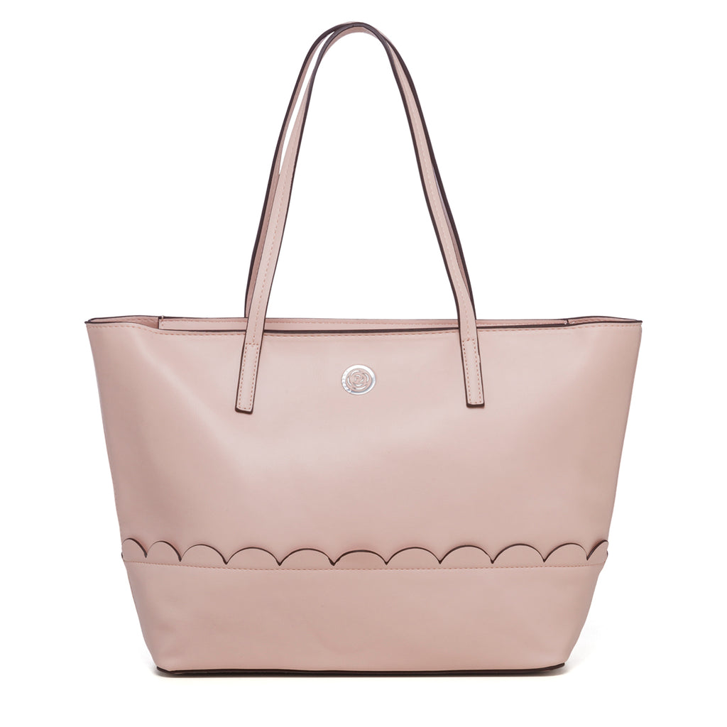 Borsa a spalla rosa con logo in metallo Carrera Jeans Sally