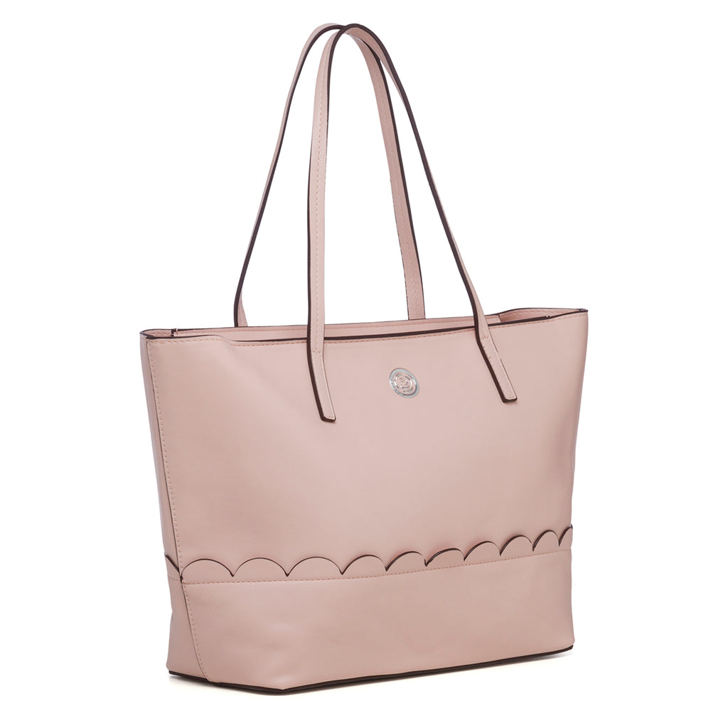Borsa a spalla rosa con logo in metallo Carrera Jeans Sally