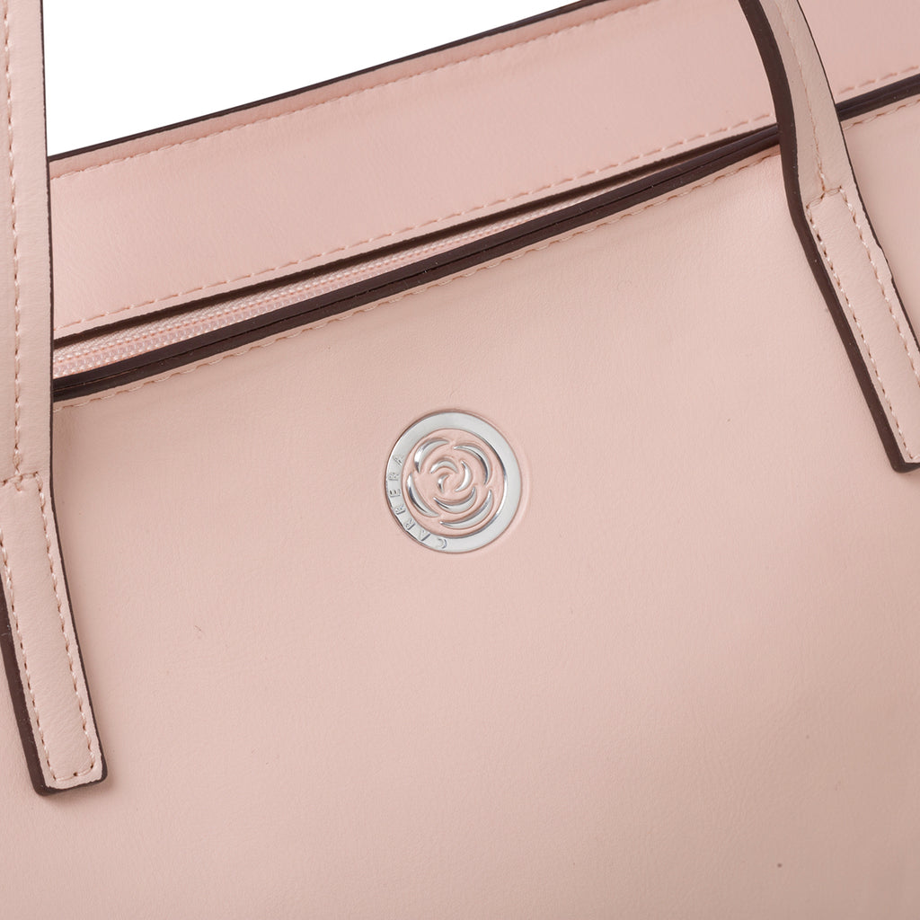 Borsa a spalla rosa con logo in metallo Carrera Jeans Sally