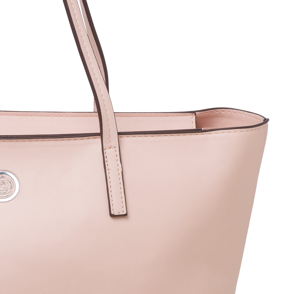 Borsa a spalla rosa con logo in metallo Carrera Jeans Sally