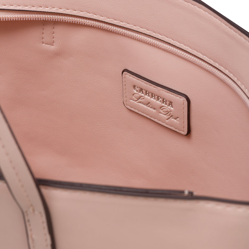 Borsa a spalla rosa con logo in metallo Carrera Jeans Sally