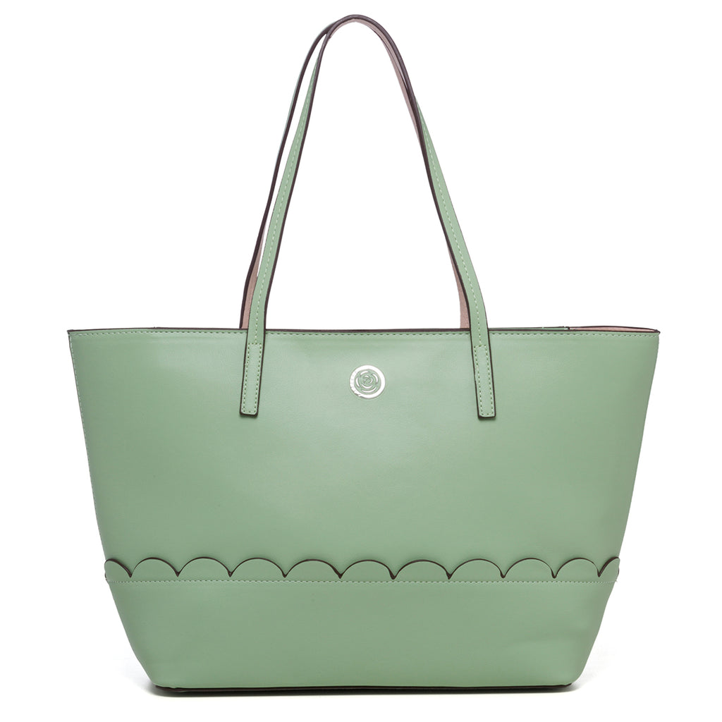 Borsa a spalla verde con logo in metallo Carrera Jeans Sally