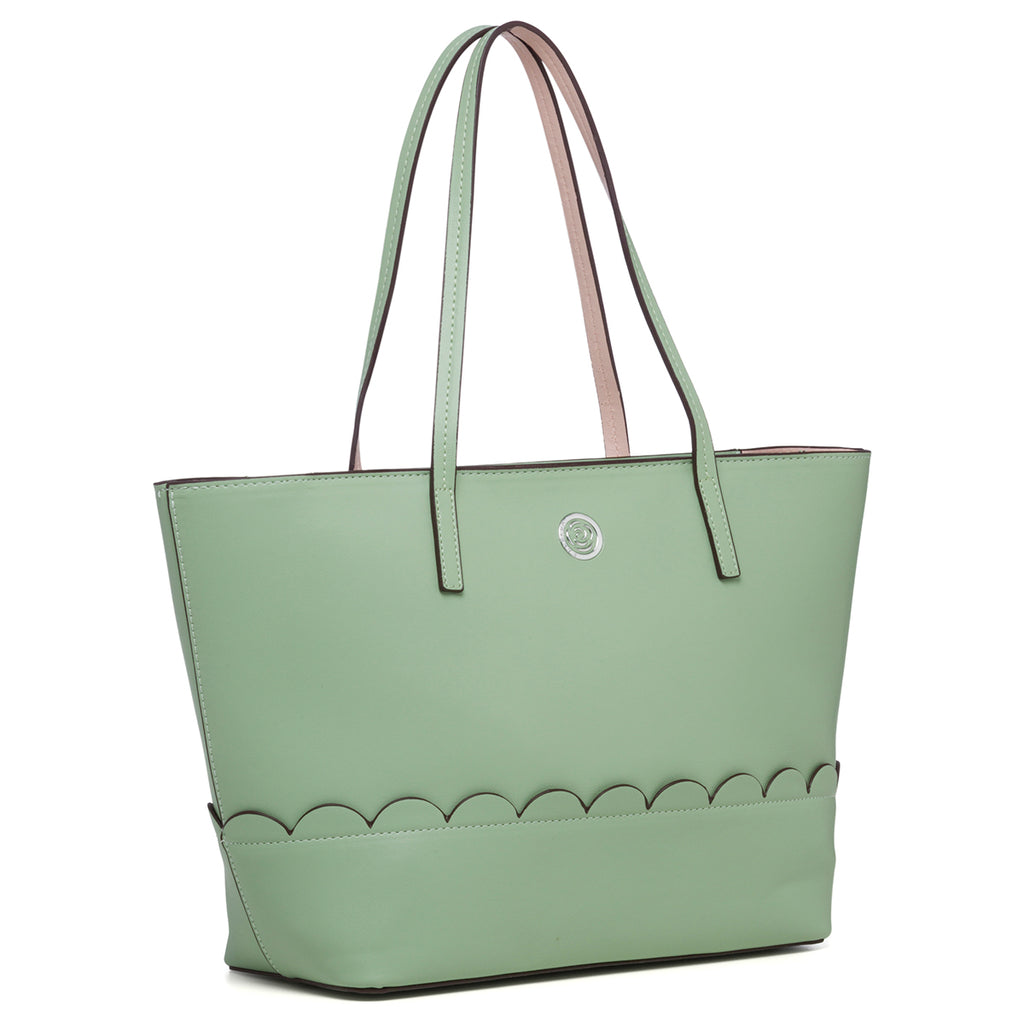 Borsa a spalla verde con logo in metallo Carrera Jeans Sally