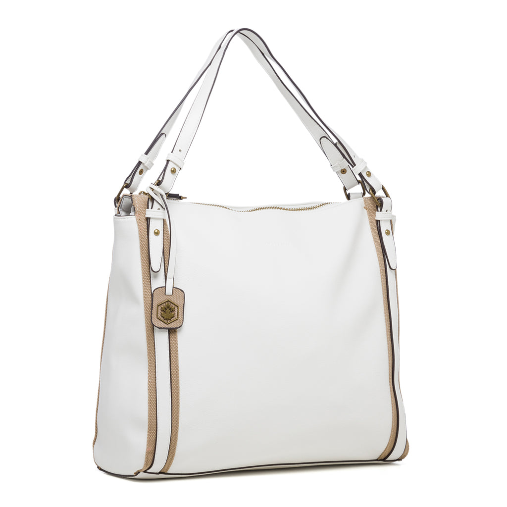 Borsa a spalla bianca con dettagli beige Lumberjack Scilla