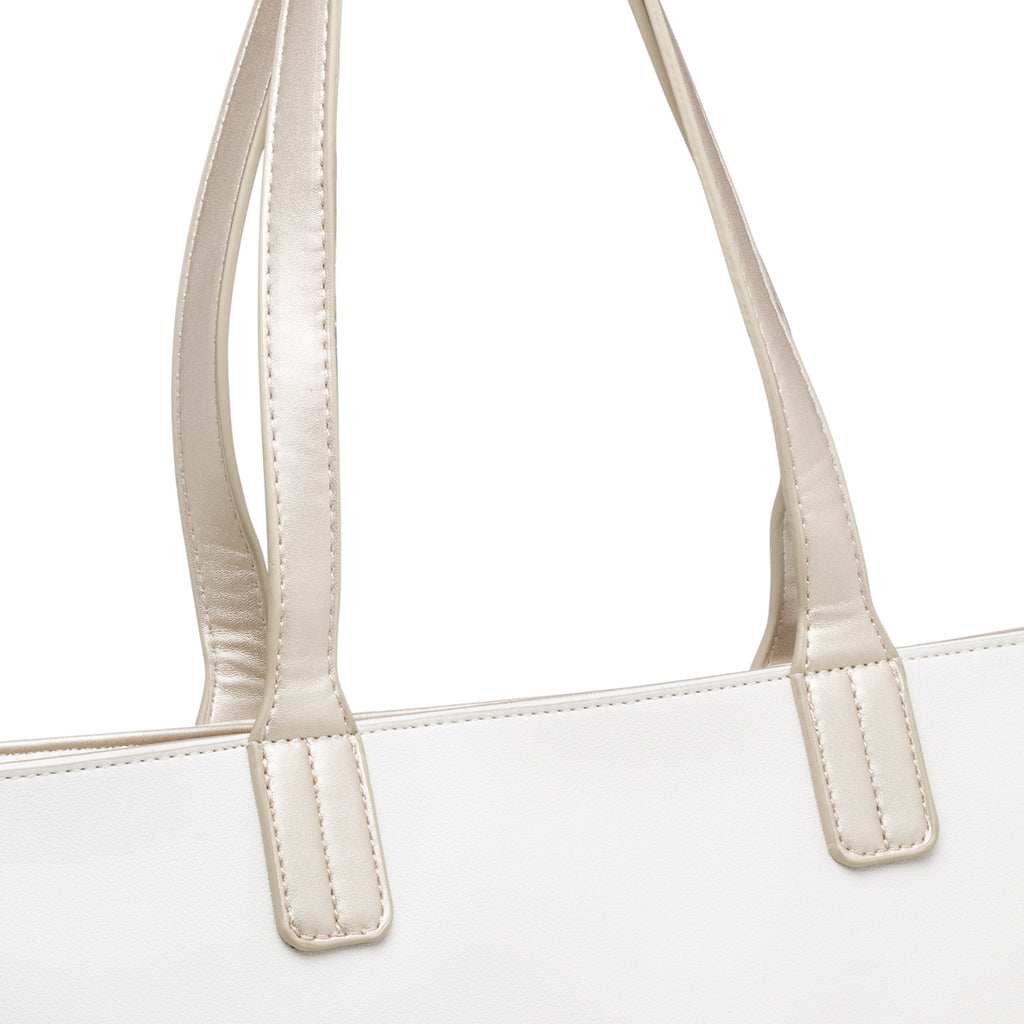 Borsa a spalla bianca con logo effetto glitterato Swish Jeans Abby