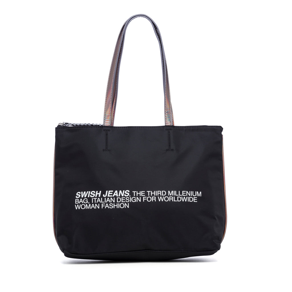 Borsa a spalla nera con stampa a contrasto Swish Jeans Maura