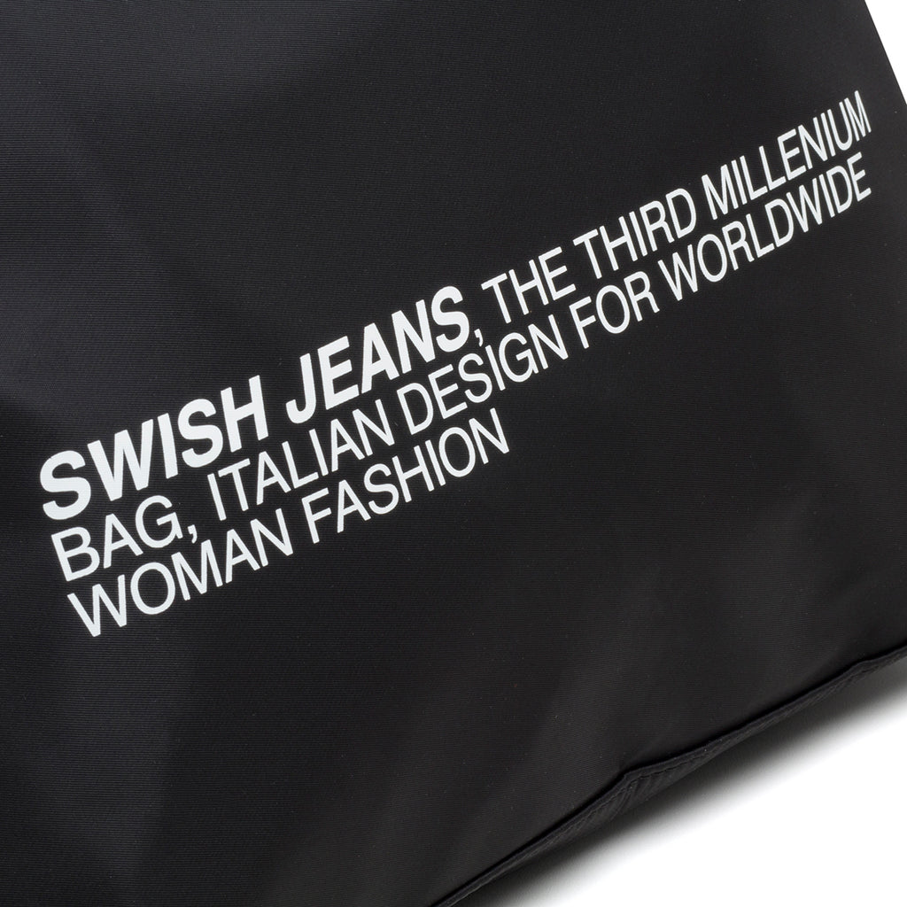 Borsa a spalla nera con stampa a contrasto Swish Jeans Maura