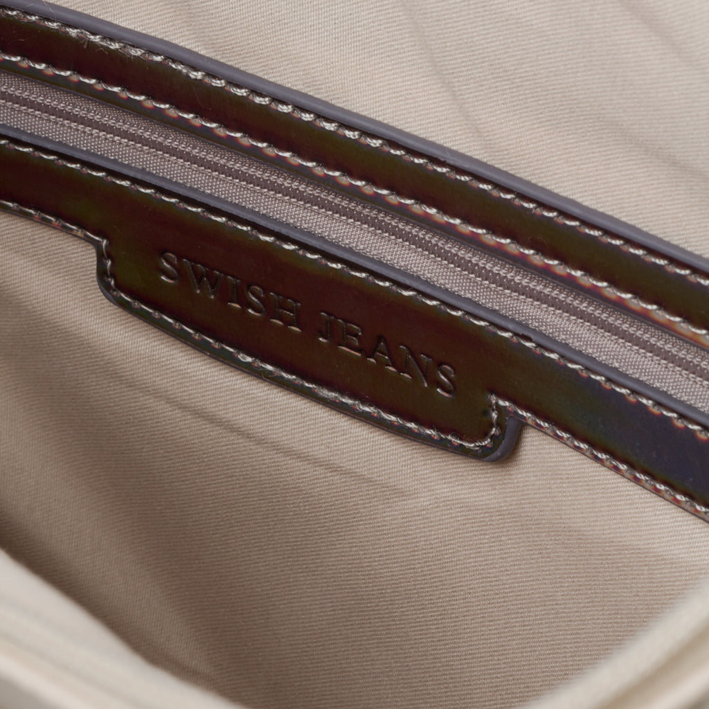 Borsa a spalla beige con stampa a contrasto Swish Jeans Maura