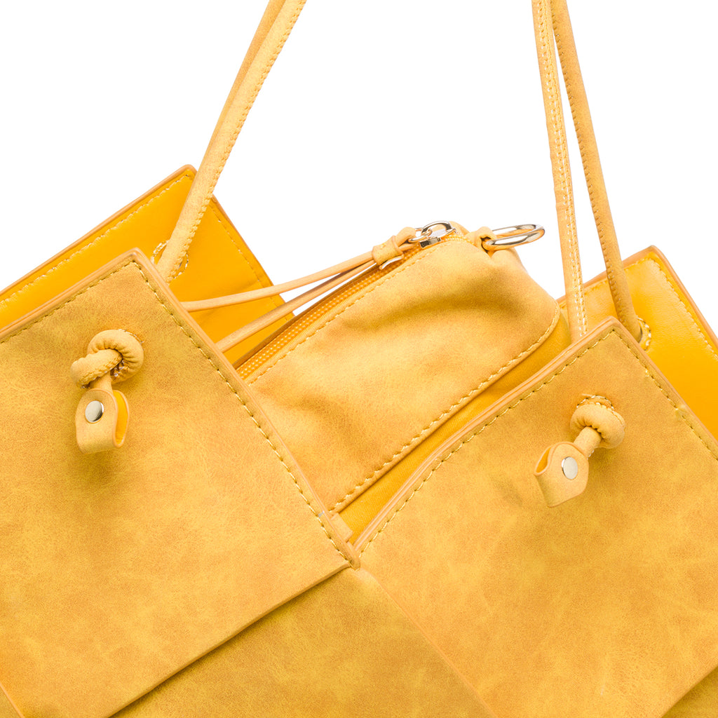 Borsa a spalla gialla effetto intrecciato Swish Jeans Ellis