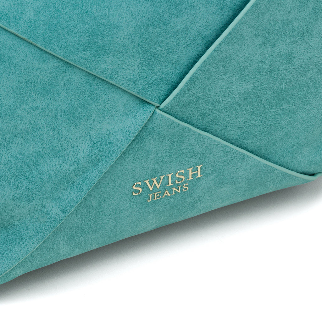 Borsa a spalla turchese effetto intrecciato Swish Jeans Ellis