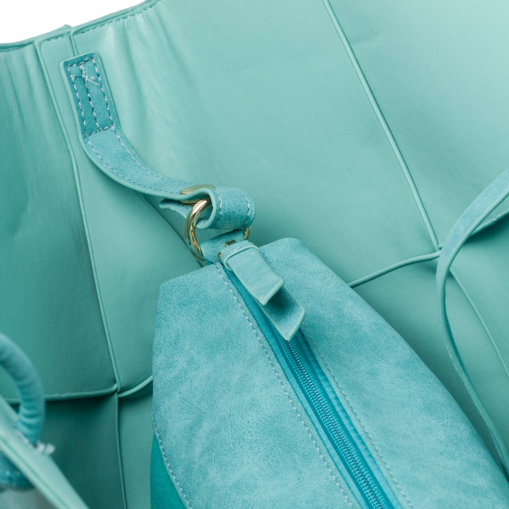 Borsa a spalla turchese effetto intrecciato Swish Jeans Ellis