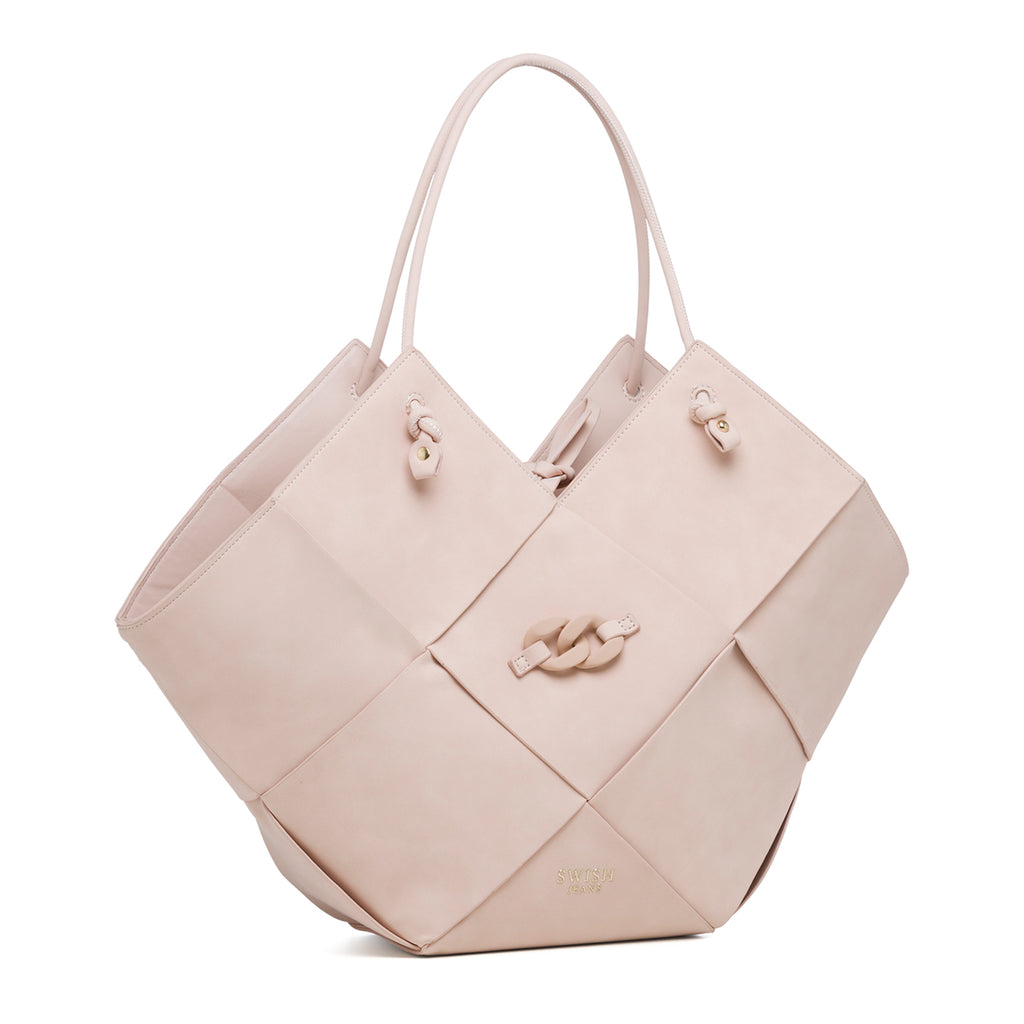 Borsa a spalla rosa effetto intrecciato Swish Jeans Ellis
