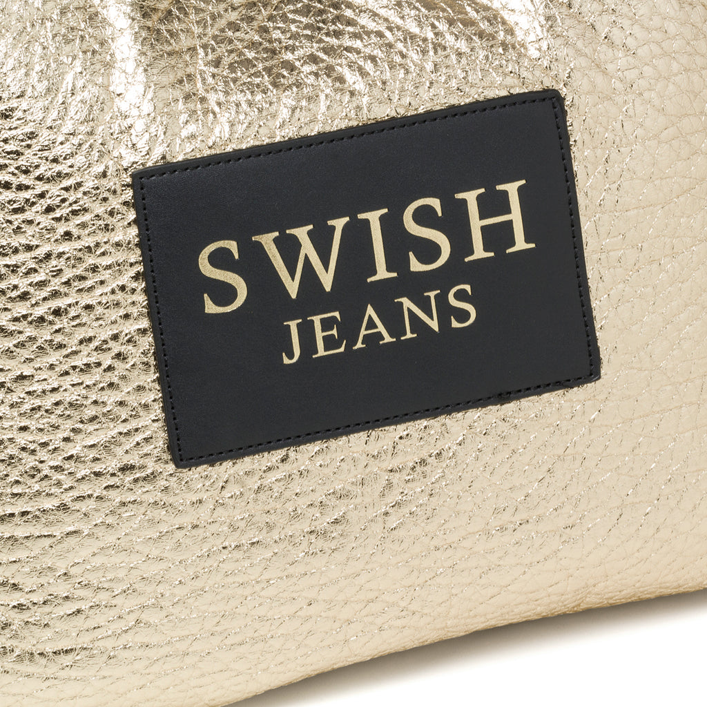 Borsa a spalla oro con maxi-logo Swish Jeans Mabel