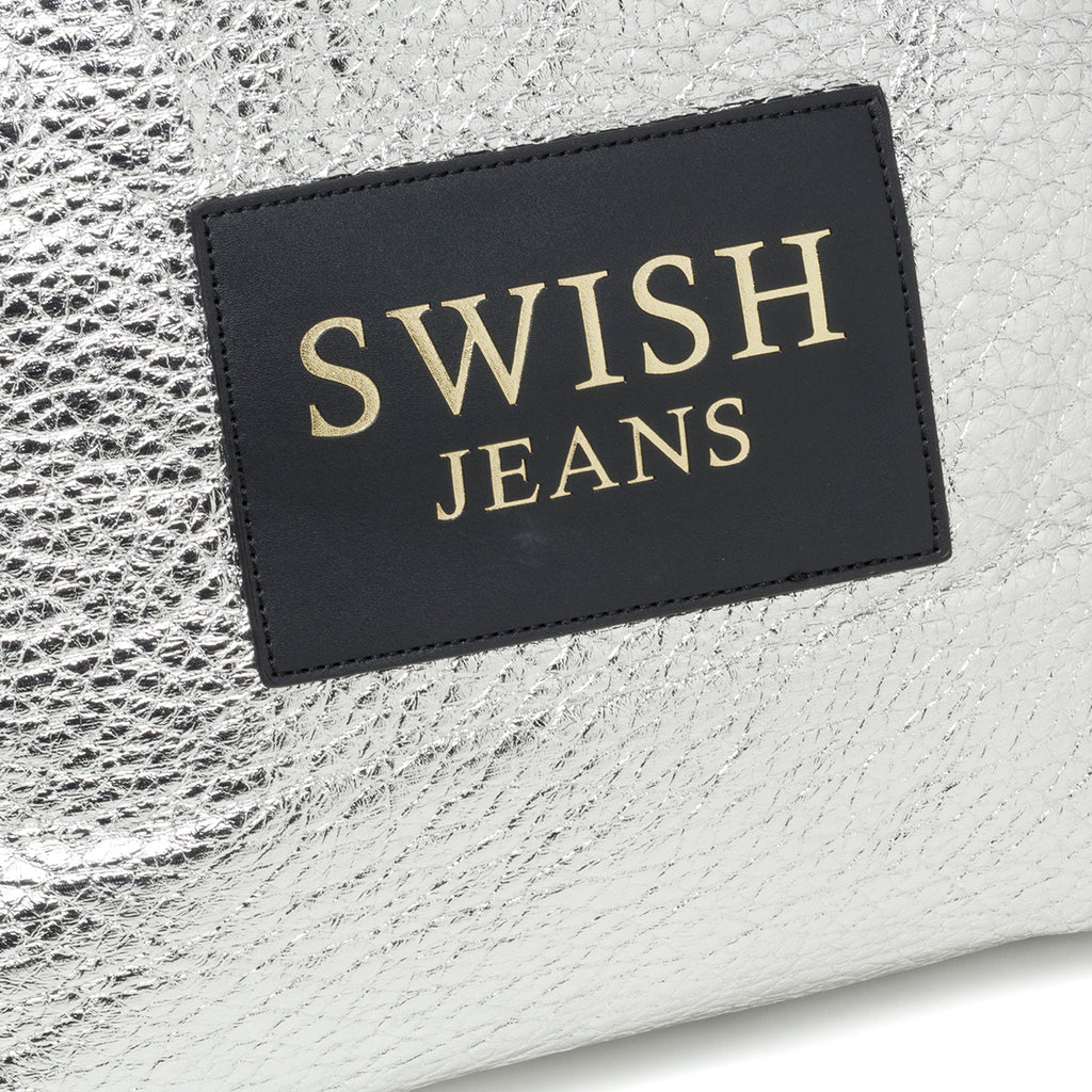 Borsa a spalla argento con maxi-logo Swish Jeans Mabel