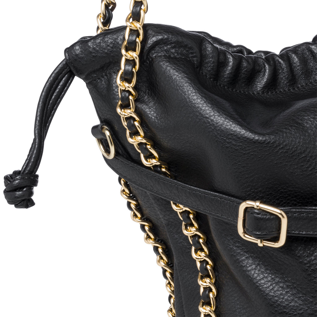 Borsa a spalla nera con manici a catena Lora Ferres