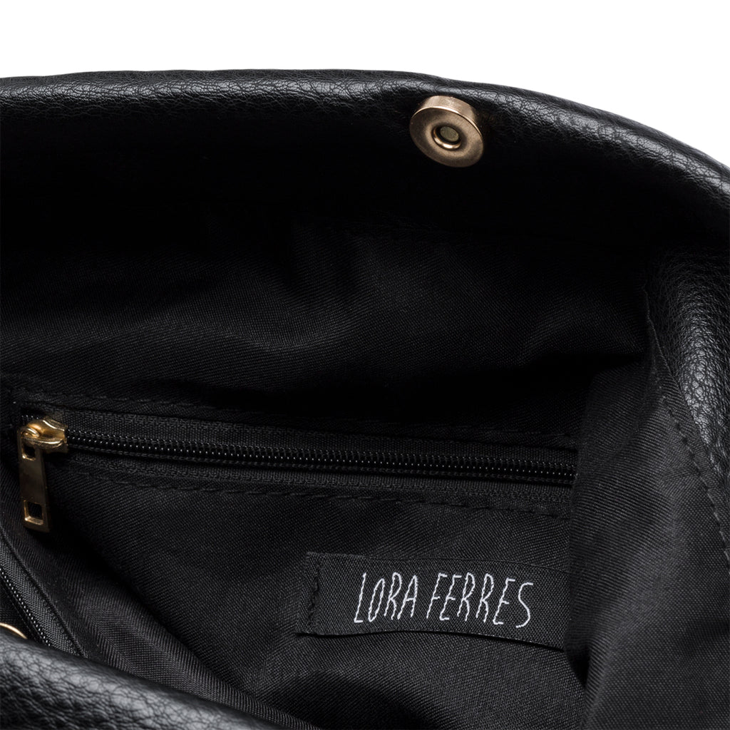 Borsa a spalla nera con manici a catena Lora Ferres
