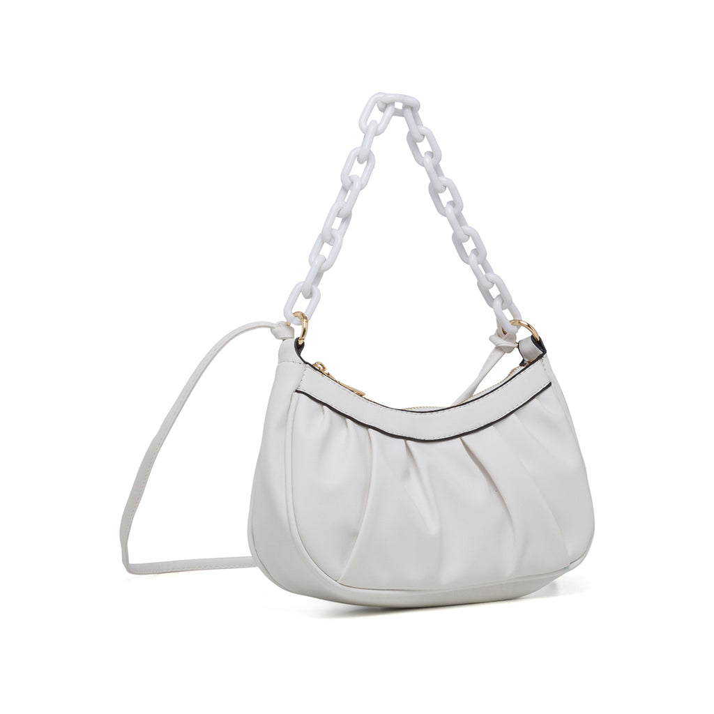 Borsa a mano bianca con manico a catena Lora Ferres