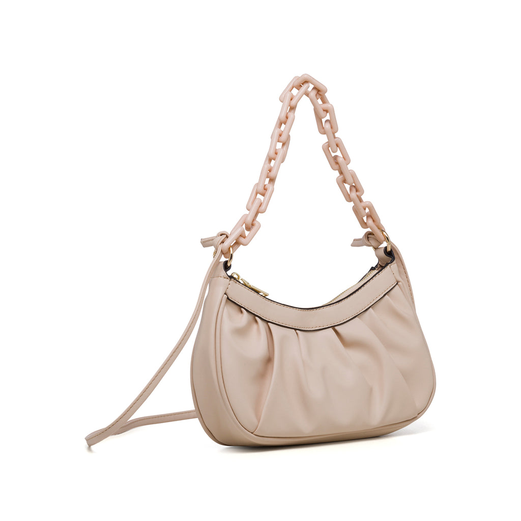 Borsa a mano rosa con manico a catena Lora Ferres