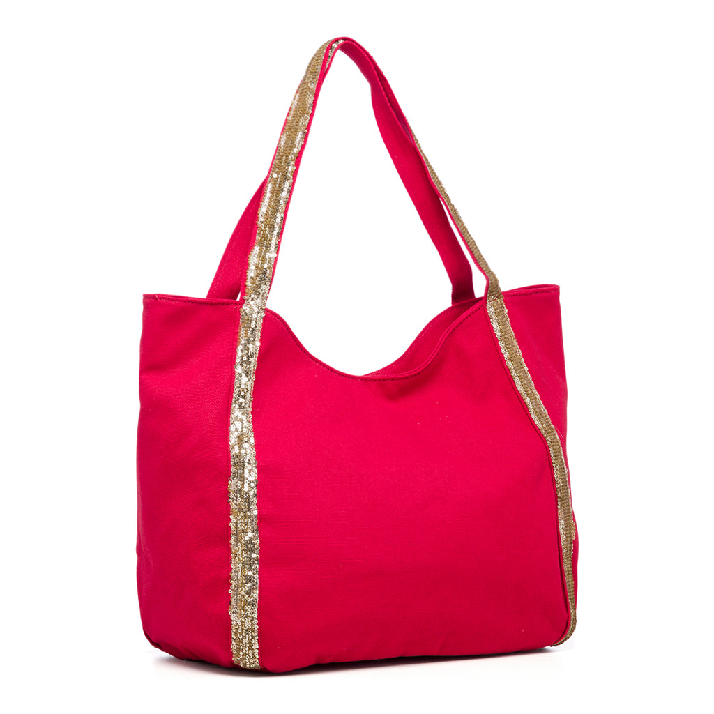 Borsa a spalla rossa con paillettes Lora Ferres