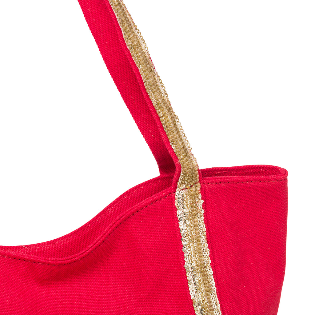 Borsa a spalla rossa con paillettes Lora Ferres