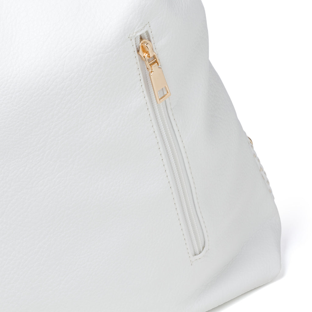 Borsa a spalla bianca con piccole borchie Lora Ferres