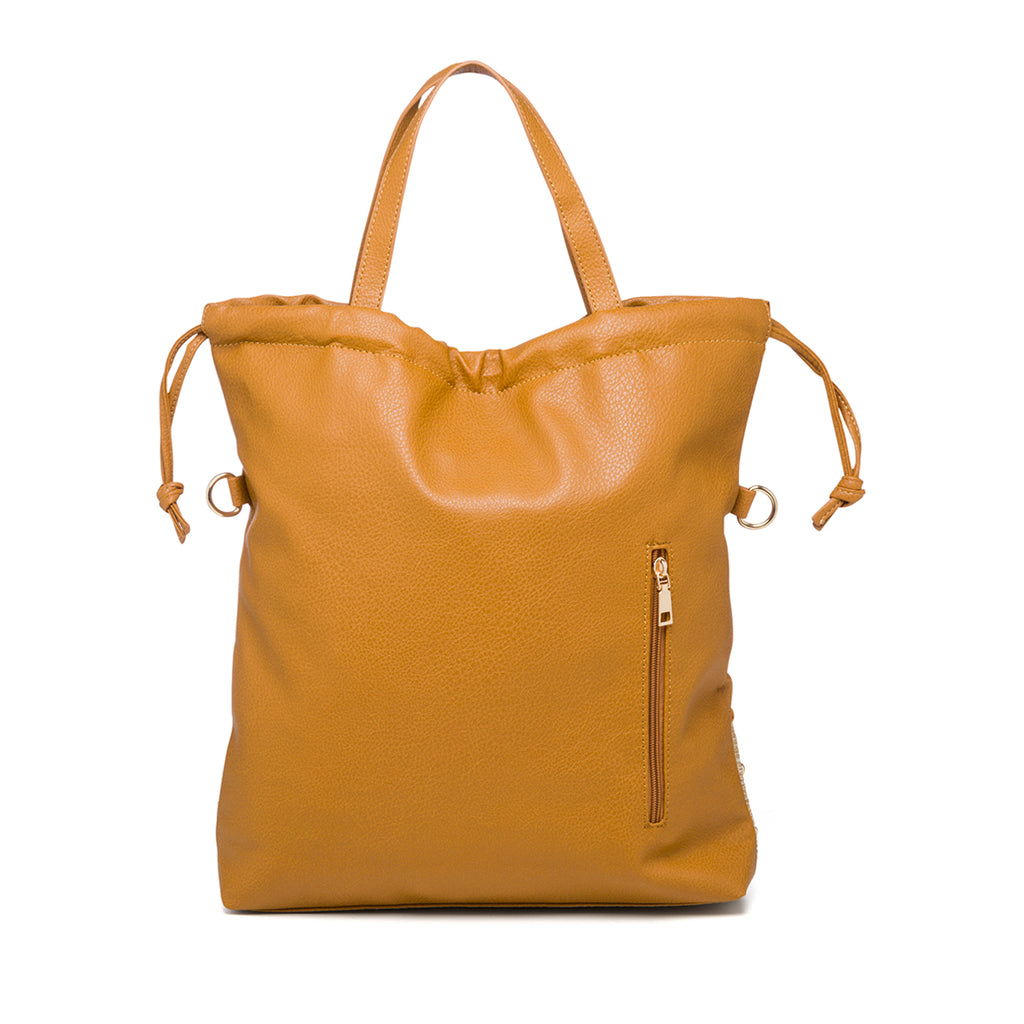 Borsa a spalla color cuoio con piccole borchie Lora Ferres