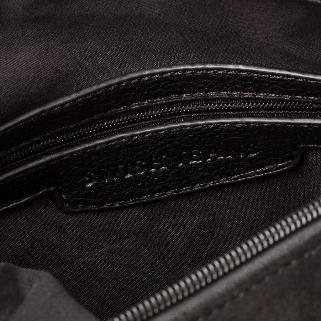 Borsa a spalla scamosciata nera da donna Swish Jeans Valentina