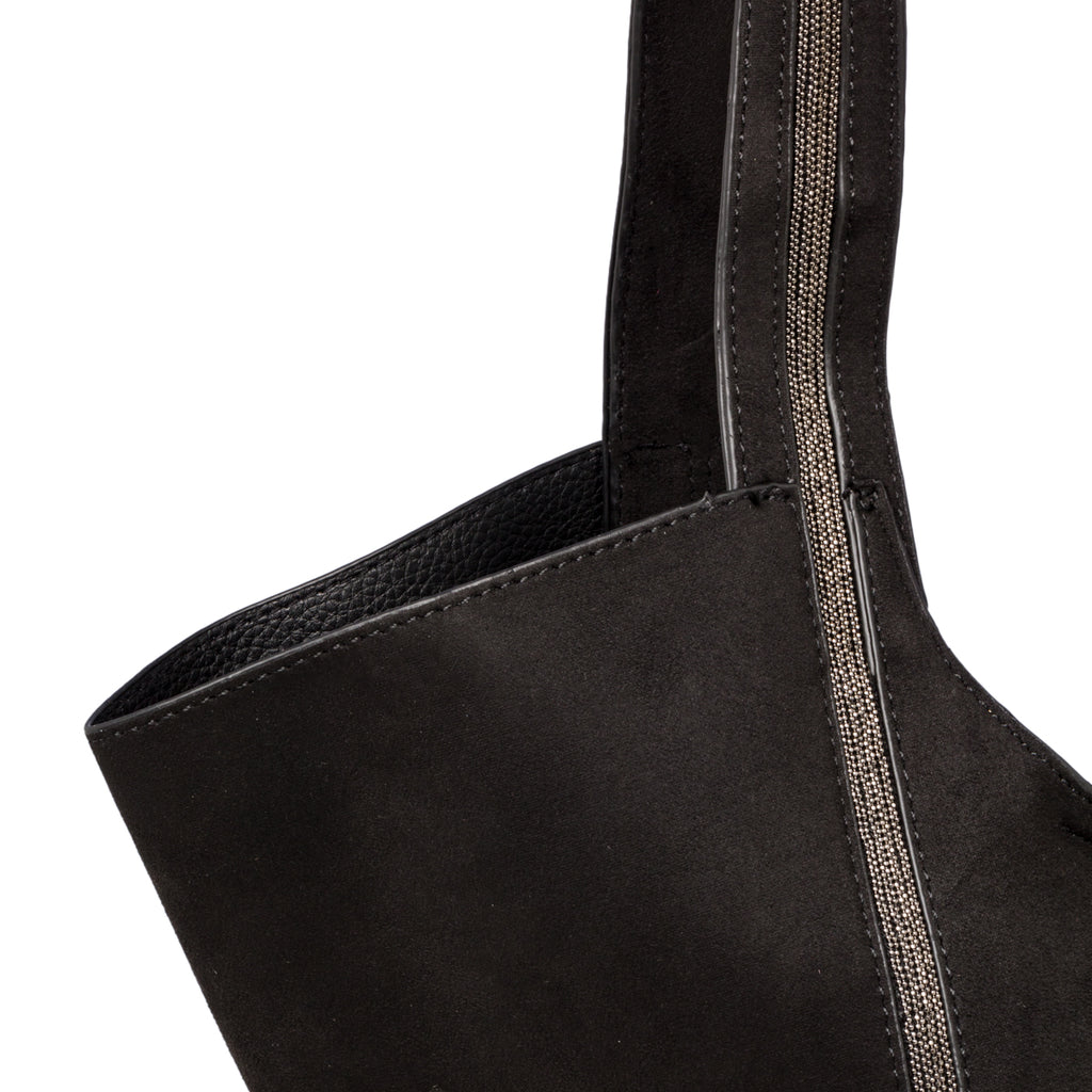Borsa a spalla scamosciata nera da donna Swish Jeans Valentina