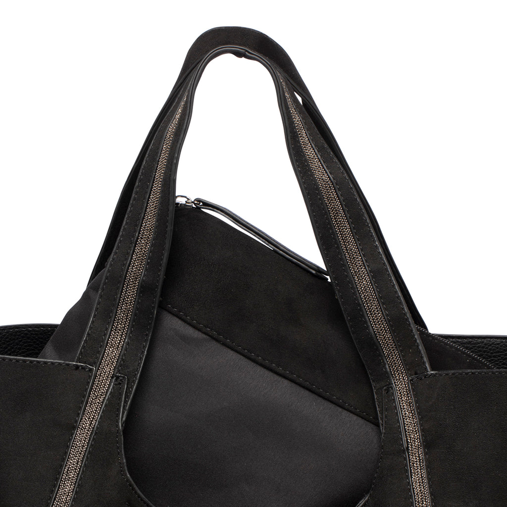 Borsa a spalla scamosciata nera da donna Swish Jeans Valentina