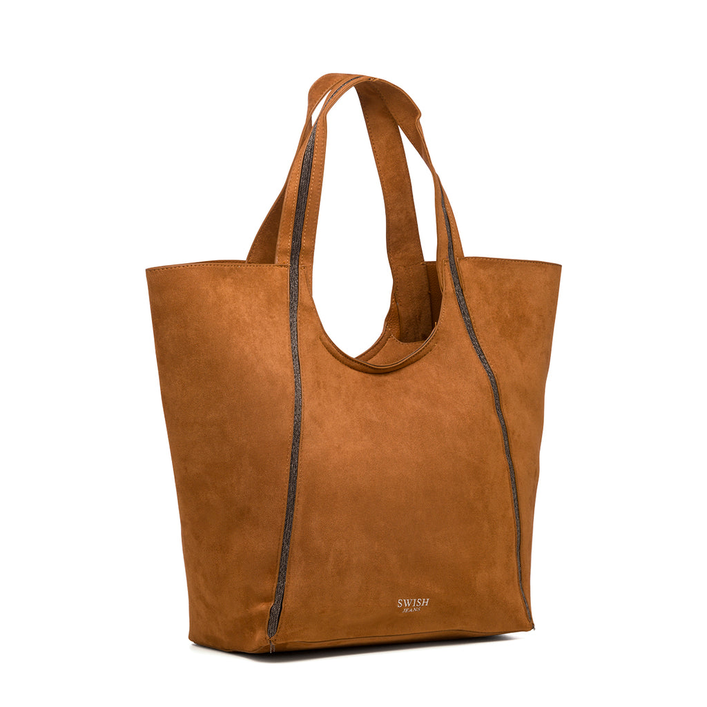 Borsa a spalla scamosciata marrone da donna Swish Jeans Valentina