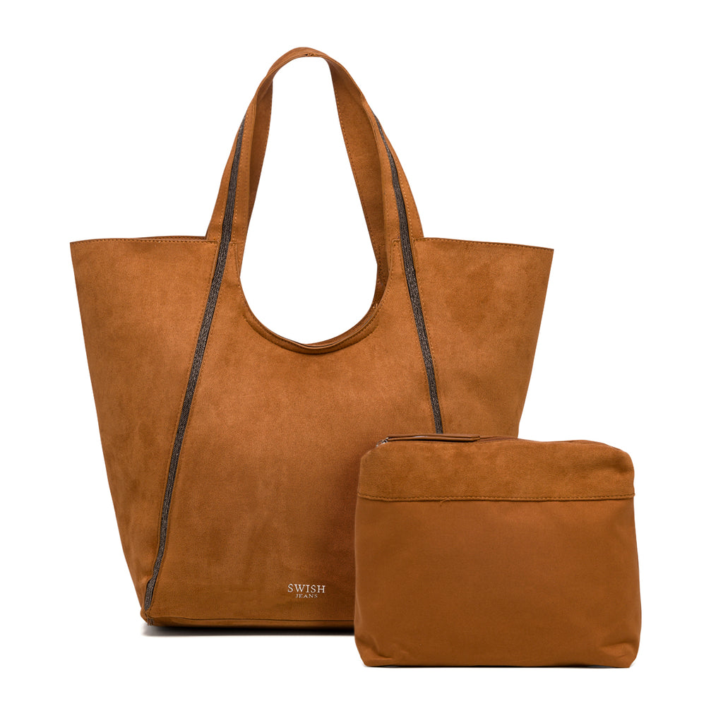 Borsa a spalla scamosciata marrone da donna Swish Jeans Valentina