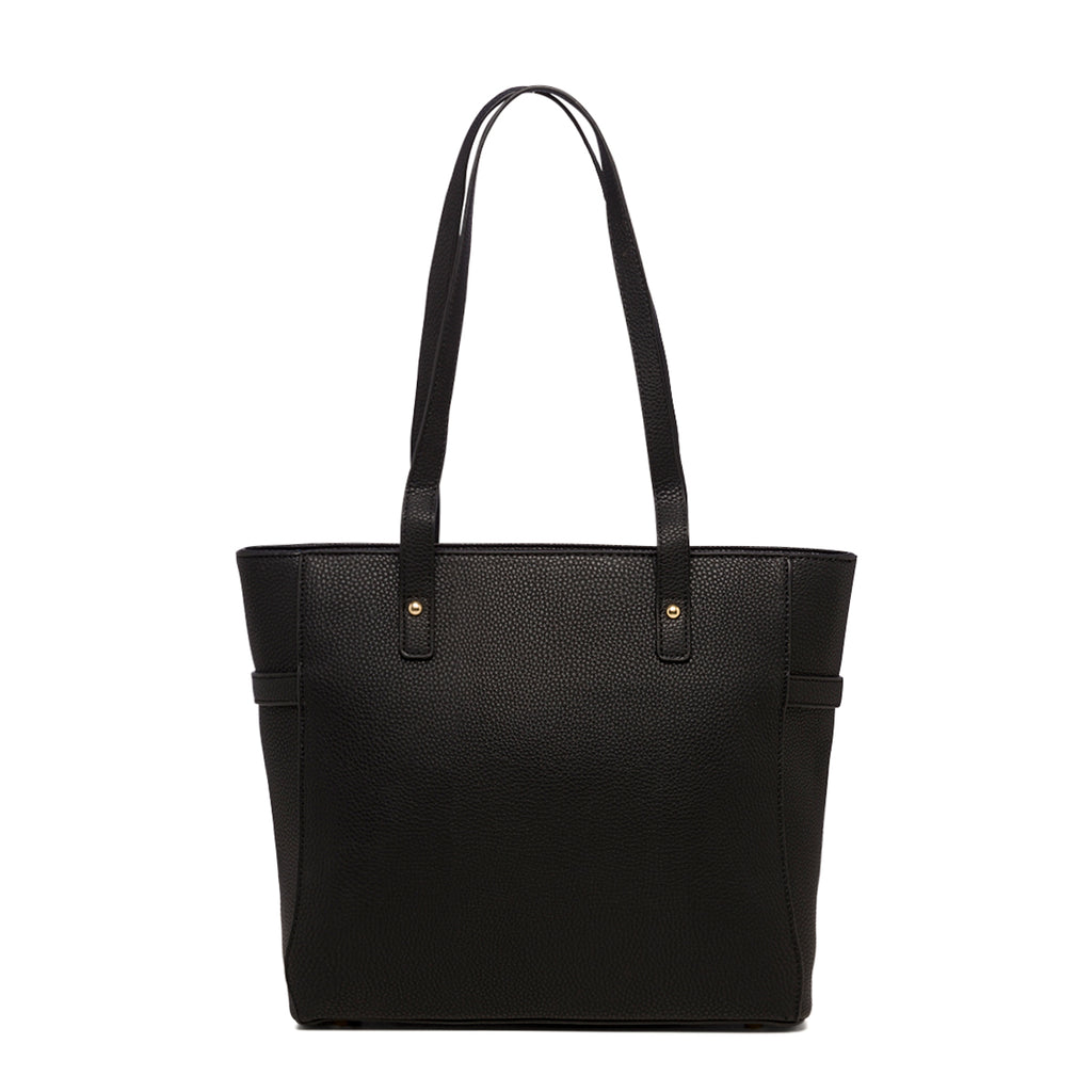 Borsa a spalla nera da donna con logo in metallo Swish Jeans