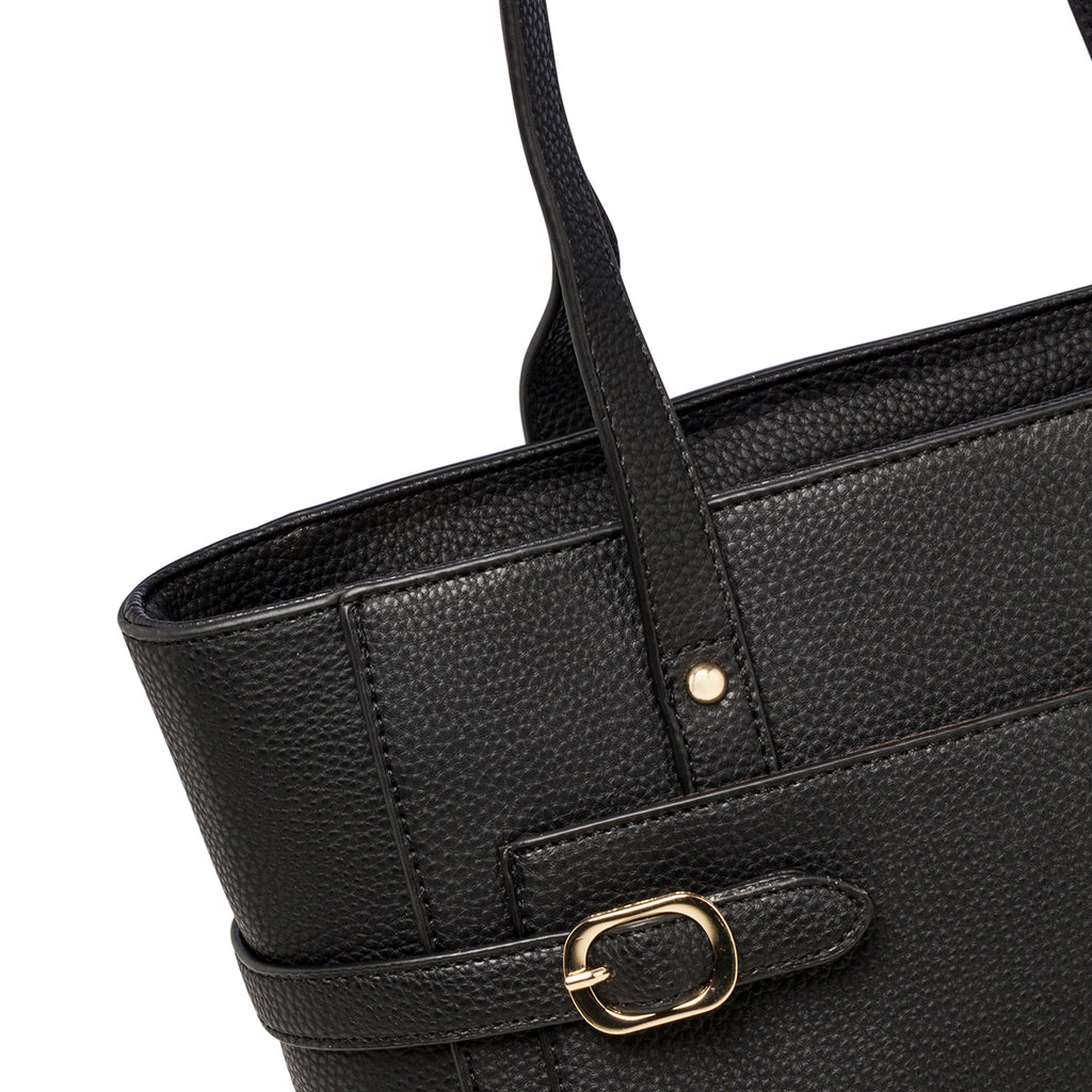 Borsa a spalla nera da donna con logo in metallo Swish Jeans