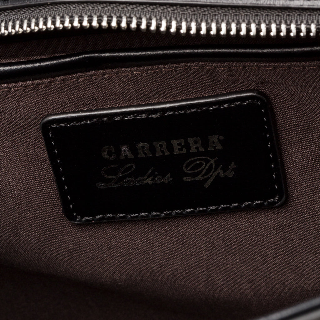 Borsa a spalla nera da donna con monogramma e pendaglio Carrera Jeans Audrey