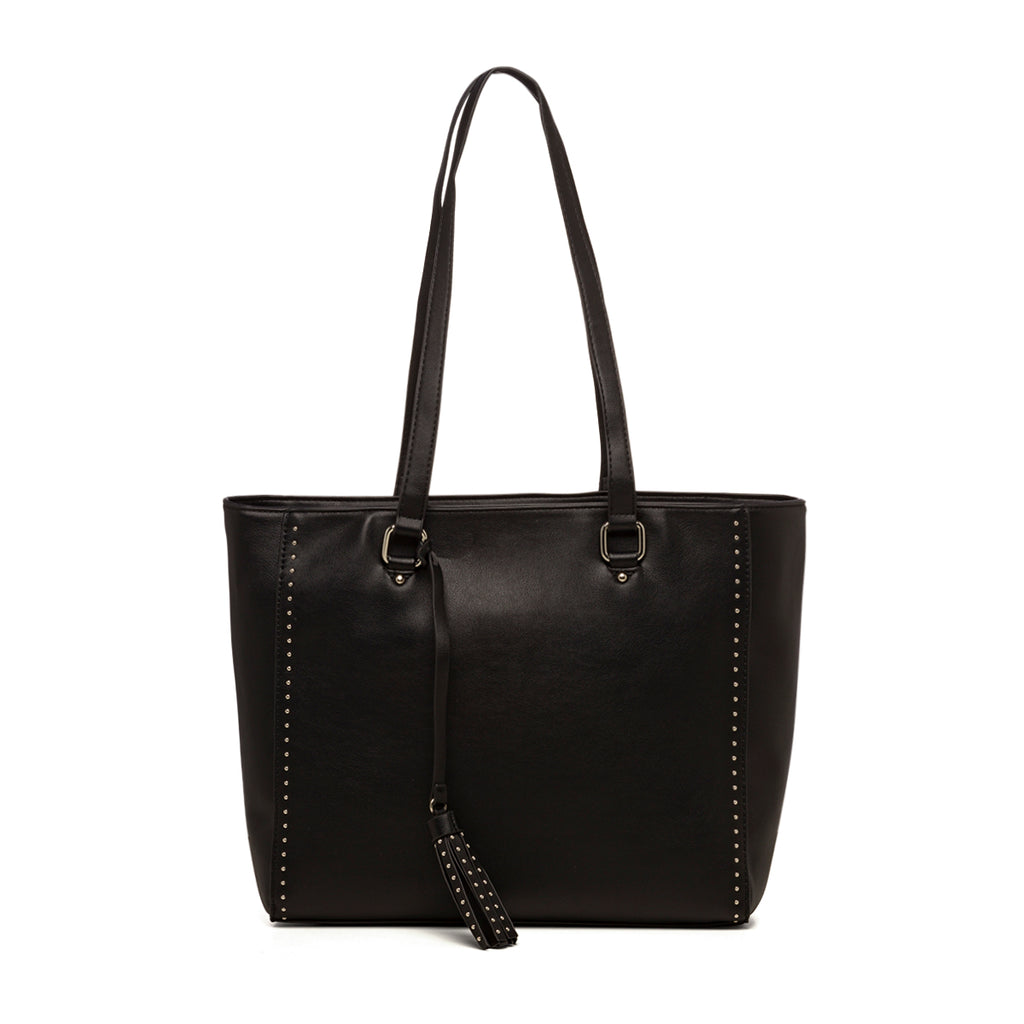 Borsa a spalla nera da donna con piccole borchie Carrera Jeans Allie