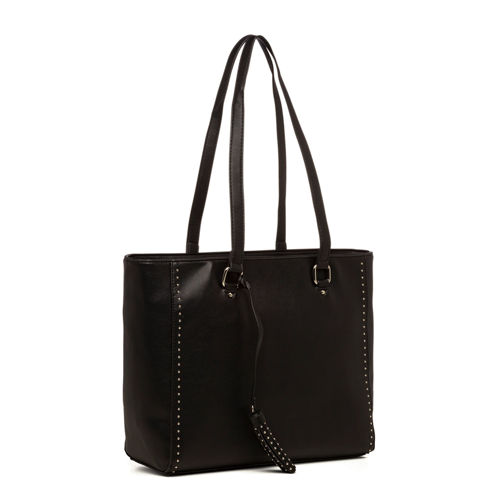 Borsa a spalla nera da donna con piccole borchie Carrera Jeans Allie