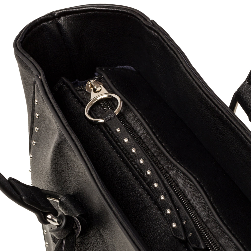 Borsa a spalla nera da donna con piccole borchie Carrera Jeans Allie