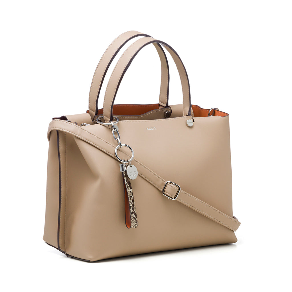 Borsa a spalla beige da donna con portachiavi ALDO Waviel