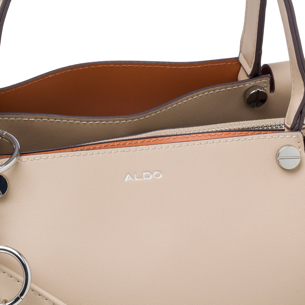 Borsa a spalla beige da donna con portachiavi ALDO Waviel