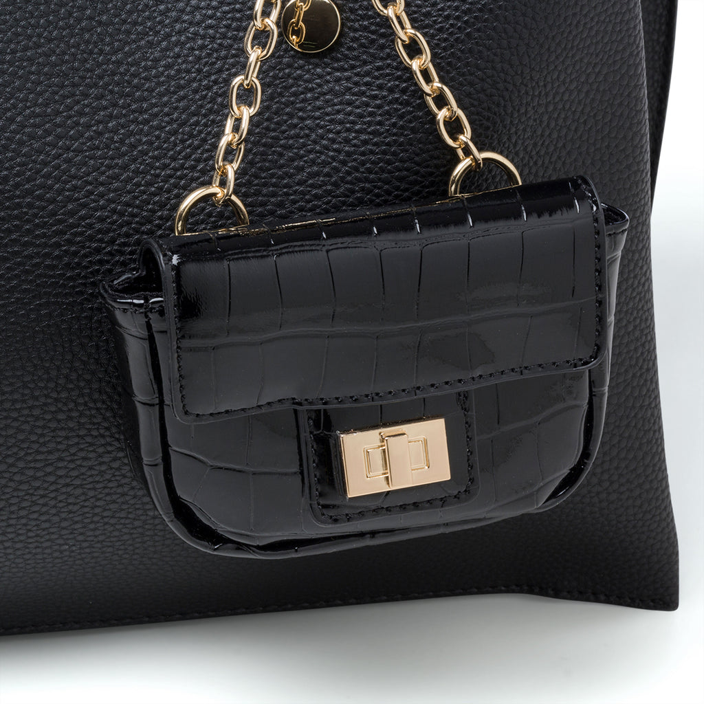 Borsa a spalla nera da donna con borsellino portamonete ALDO Lothaytram