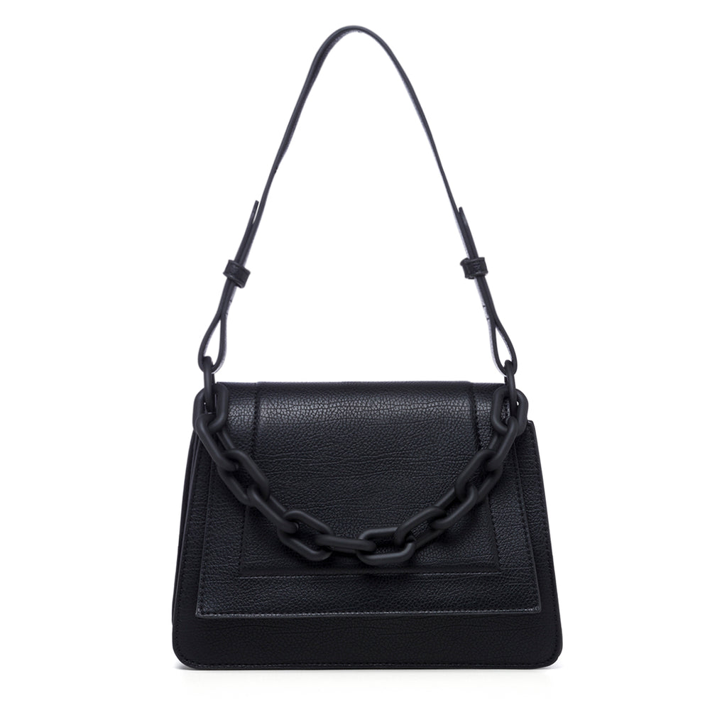 Borsa a mano nera in pelle vegana con maxi-catena Call It Spring Rayah