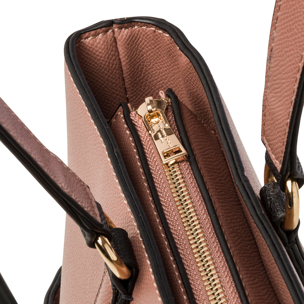 Borsa a spalla rosa antico da donna con logo in metallo Romeo Gigli Milano Gama