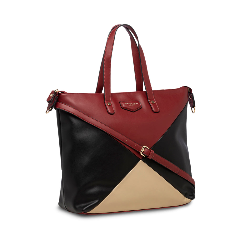 Borsa a spalla nera e rossa da donna Romeo Gigli Milano Imogen