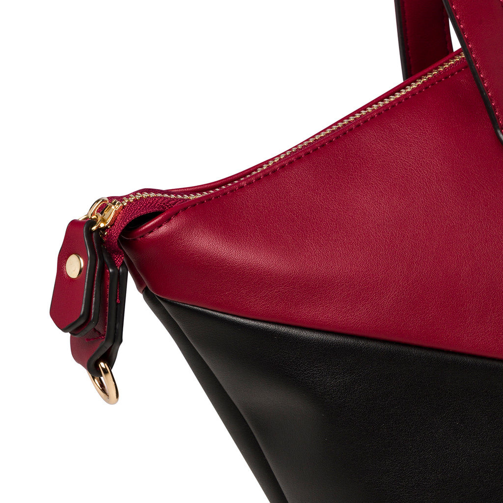 Borsa a spalla nera e rossa da donna Romeo Gigli Milano Imogen