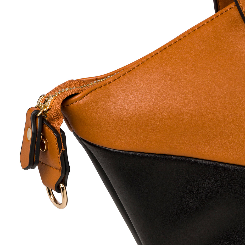 Borsa a spalla nera e cuoio da donna Romeo Gigli Milano Imogen